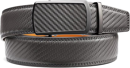 Founders & C Ratchet Belts for Men-Black/Brown Belt Leather 1 3/8" for Casual Dress-Micro Adjustable Belt