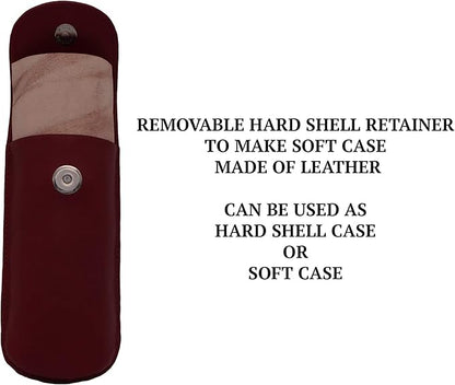 Adamis Full Grain Genuine Leather Spectacles Hard Shell Case for Men and Women