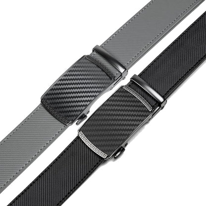 Founders & C Mens Belt 2 Pack,Leather Ratchet Click Belt Dress with Slide Buckle 1 3/8" in Gift Set Box- Size Adjustable