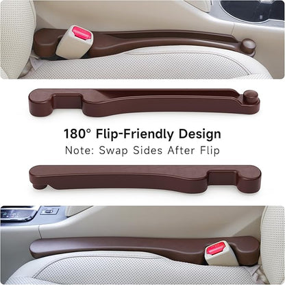 Car Seat Gap Filler 2 Pack Soft Foam Multifunctional Seat Side Gap Filler with Organizer & Hook Function, 3in1 Gap Stopper Universal Fit Car SUV Truck Fill The Gap Between Seat & Console (Deep Brown)