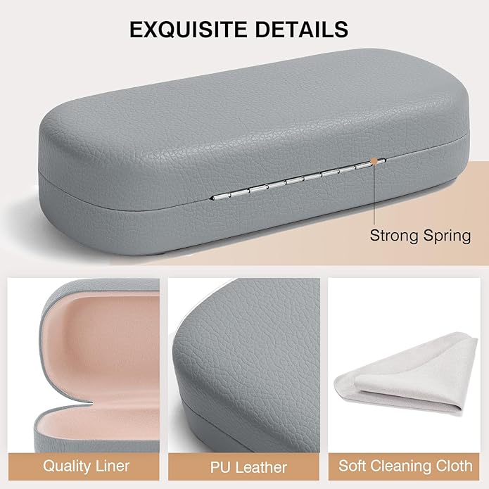 Marvolia Glasses Case Large Hard Shell Eyeglasses Case PU Leather Protective Case for Sunglasses Eyeglasses