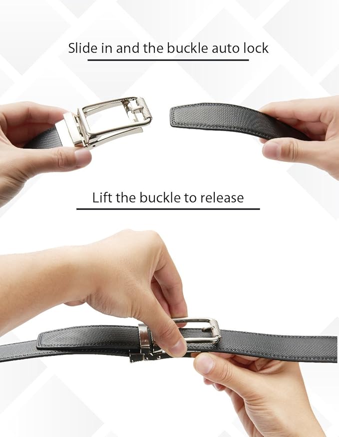 CHAOREN Click Belt for Men 2 Pack - Mens Dress Belt 1 1/4" in Packing Box - Design Belt Meet Almost Any Outfit and Occasion