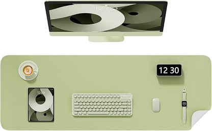Desk Pad, 48" x 17" PU Leather Non-Slip Desk Mat Large Mouse Pad for Desktop, Waterproof Laptop Computer Writing Mat for Office, Home, Work, Gaming, Green
