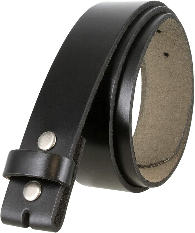Men's Replacement Belt Strap 100% Genuine Leather Plain Casual Belt Strap with Snaps 1-1/2"(38mm) Wide