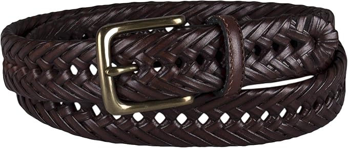 Tommy Hilfiger Men's Fully Adjustable Leather Braided Belt, Classic Strap for Jeans, Khakis & Dress Pants