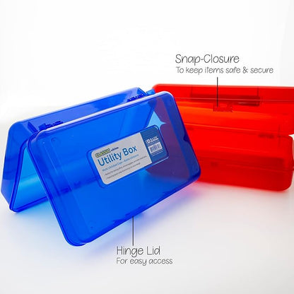 BAZIC Products Plastic Pencil Case Utility Storage Box, Assorted Color, Multi Purpose Organizer for Pens Pencils, 24-Pack