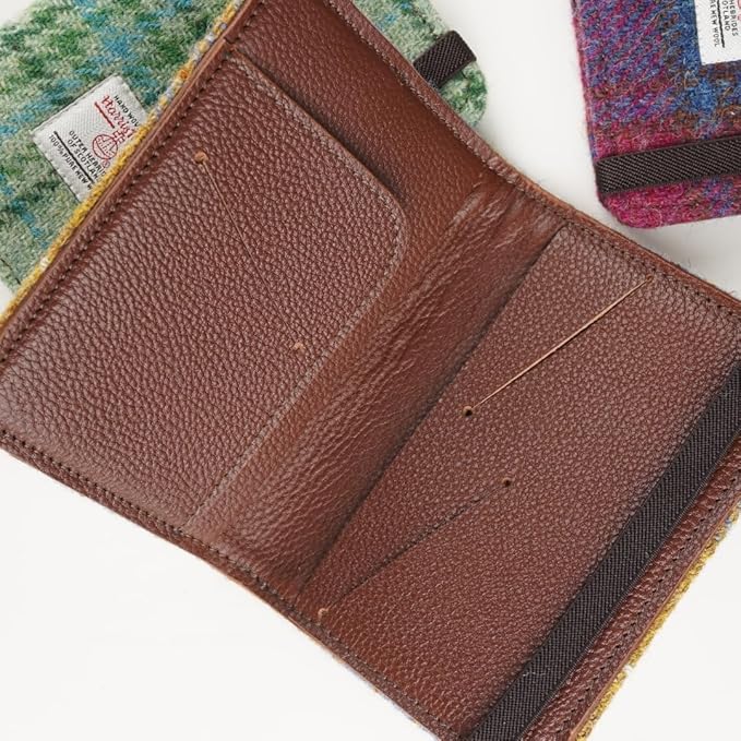 Harris Tweed Leather Passport Holder for Travel, Slim & Lightweight Passport Cover with Vaccine Card Slot, RFID Blocking, Ideal for Women and Men (No.873)