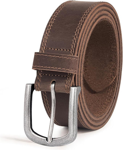 Men's Full Grain Leather Belt for Everyday Casual Jeans, 1.5" Handmade Men Leather Belts with Gift Box