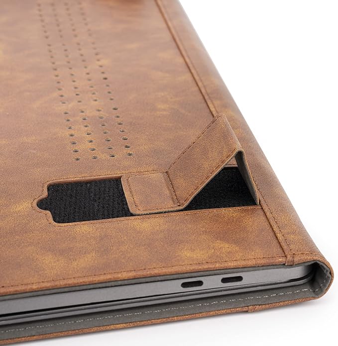 TYTX Laptop Case for MacBook Pro 16 Inch Leather Case 2021-2026 M5 A3428 A3429 M4 A3403 A3186 M3 A2991 M2 A2780 M1 A2485 Protective Folio Book Cover with Vents and Stand Function, Brown