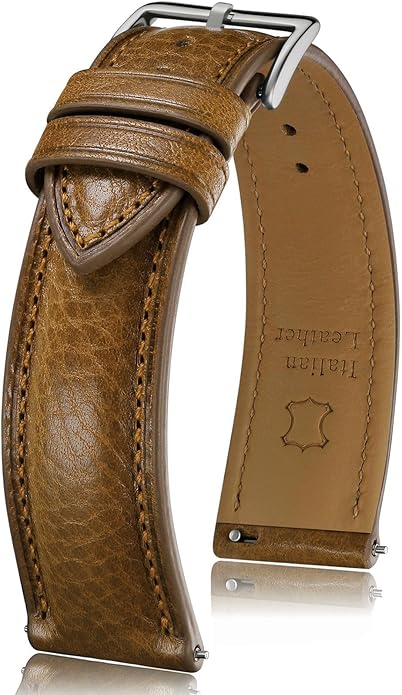 Getalia Italian leather Watch Band Tuscany Natural Vegetable-Tanned Full Grain Leather,14mm 16mm 18mm 19mm 20mm 21mm 22mm Quick Release Replacement Watch Straps for Men and Women Thick and Soft