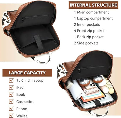 AGLOD Vegan Leather Laptop Backpack for Women 15.6 Inch Work Backpack Purse for Travel College
