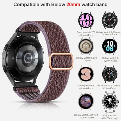 Lerobo Elastic Bands Compatible with Samsung Galaxy Watch 8 7 6 5 4 40mm 44mm/Galaxy Watch 8 Classic 6 4 Classic 43mm 47mm 42mm 46mm/5 Pro Band 45mm/Active 2,3 Pack 20mm Adjustable Nylon Sport Band