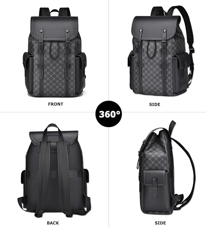 KingTo Laptop Backpack for Men Luxury Anti-Theft Travel Backpack Casual Business Waterproofing Computer Bag (A-Black-1)