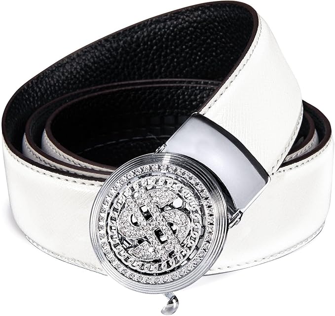 Dubulle Designer Mens Belts, Sliding Automatic Buckle Ratchet Dress Belt TOP Genuine Leather Strap Gifts