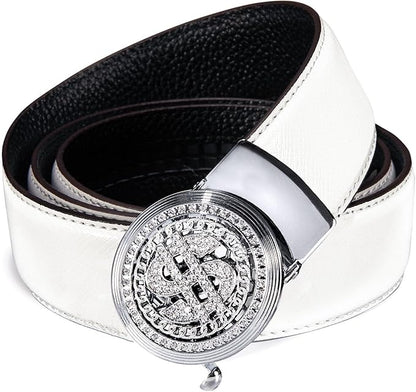 Dubulle Designer Mens Belts, Sliding Automatic Buckle Ratchet Dress Belt TOP Genuine Leather Strap Gifts