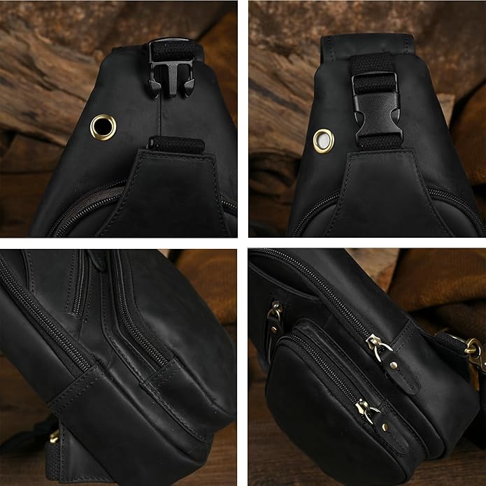 Le'aokuu Men Fashion Casual Tea Designer Travel Hiking Crossbody Chest Sling Bag Rig One Shoulder Strap Bag Men Leather 8015 | Fashion, Casual, Tea, Designer, Travel, Hiking