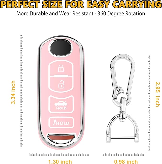 FT FUNTOR for Mazda Key Cover,4 Buttons TPU Key Cover with Silver Edge,Compatible with Mazda 3 6 8 CX-3 CX-5 CX-7 CX-9 atenza Miata MX-5 with Keychain (B-Pink)