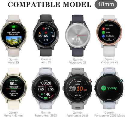 5 Pack 18mm Silicone Watch Band Compatible with Garmin Vivoactive 4S/Vivomove 3S/Venu 3S 41mm/Venu 4 41mm/Venu 2S/Forerunner 255S/265S, Quick Release Soft Sport Straps for Women Men