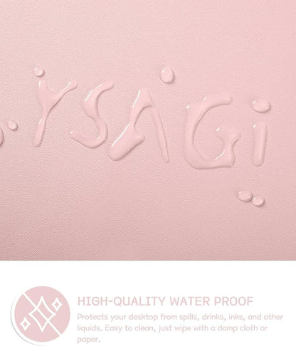 YSAGi Non-Slip Leather Desk Pad Blotter, Waterproof Laptop Computer Desk Keyboard Mat, Table Protector Mat, Large Mouse Pad for Office/Work/Home/Decor(Pink, 31.5" x 15.7")