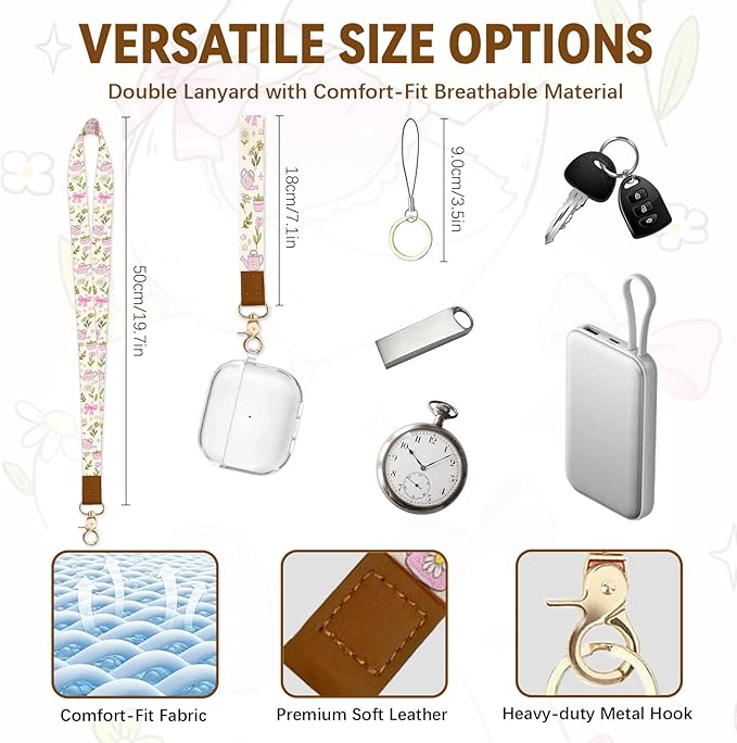 Cute Leather Badge Holder with Zipper Pocket, Goose Lanyards and 1 Zip Pocket and 4 Card Slots, Pink Bow Breakaway Lanyards with Metal Clasp for Offices, Staff, Adult, Employees