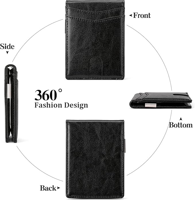 Slim Wallet for Men Bifold RFID Blocking Front Pockets Wallet Credit Card Holder Minimalist Leather Money Clip Mens Wallet with 12 card Slots