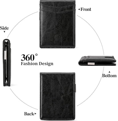 Slim Wallet for Men Bifold RFID Blocking Front Pockets Wallet Credit Card Holder Minimalist Leather Money Clip Mens Wallet with 12 card Slots