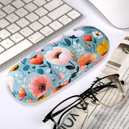 PERFECTSIGHT Hard Shell Eyeglasses Case, PU Leather Protective Glasses Case, Cute Eyeglass Case for Women Men Girls