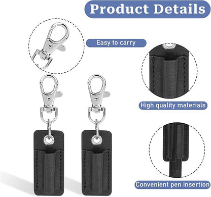 2 Pieces Lanyard Pen Clip, Anti-Lost Neck Lanyard, Portable Leather Neck Pen Holder Keychain