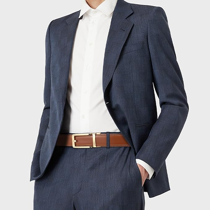 SENDEFN Men's Leather Dress Casual Belt 1 3/8" Automatic Adjustable Click Buckle Belts with Gift Box