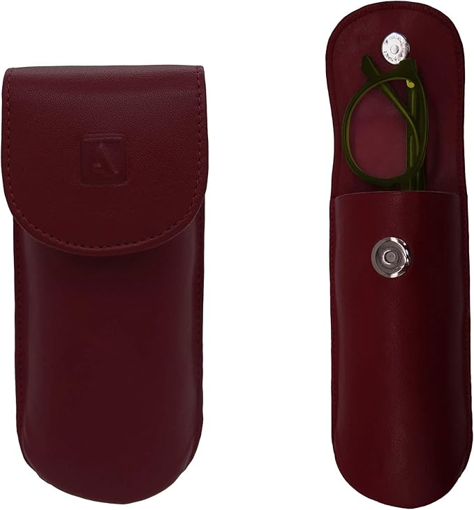 Adamis Full Grain Genuine Leather Spectacles Hard Shell Case for Men and Women