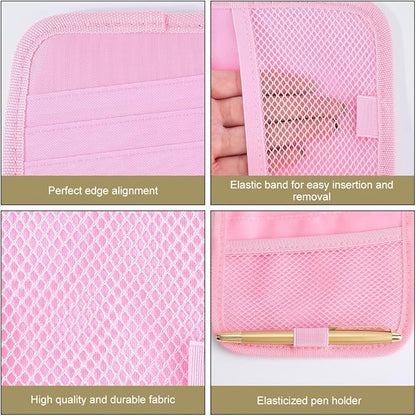 CREATCABIN Pink Car CD Case Holder DVD Vehicle Visor Storage Organizer with 12 DVD Storage Sleeves 1 Mesh Pocket 1 Pen Holder and Elastic Strap Multi-Function Sun Visor Organizer for Cars 12.6x6Inch