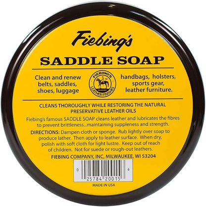 Fiebing's Yellow Saddle Soap for Leather (2 Pack, 12 oz Each) - Leather Cleaner & Conditioner to Soften, Protect & Restore Leathercraft - Leather Soap for Car Seat, Couch, Shoe, Purse, Boot, Bag