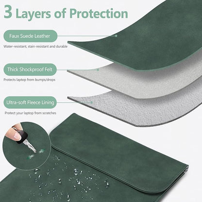 HYZUO 13 Inch Laptop Sleeve PC Case for MacBook Pro 13 M2 M1 2026-2016, 13" MacBook Neo 2026 A3404, MacBook Air 13 M5 A3449 M4 M3 M2 M1 2026-2018, 13" iPad Pro/Air, Surface Pro, XPS 13, Midnight Green
