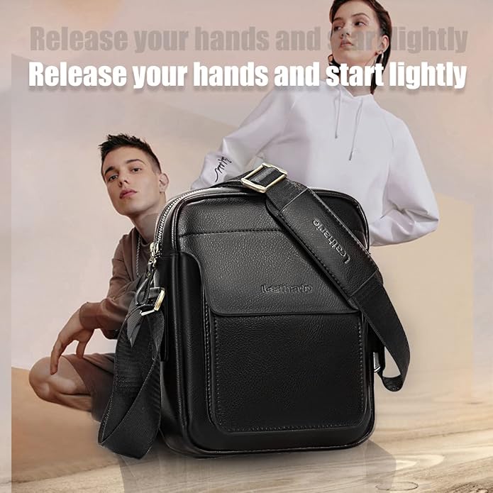 Leathario Crossbody Bag For Men Vegan Leather Shoulder Messenger Purse Sling Satchel Bag For Work Business Travel | Vegan Leather, Purse, For Work, Business, Travel