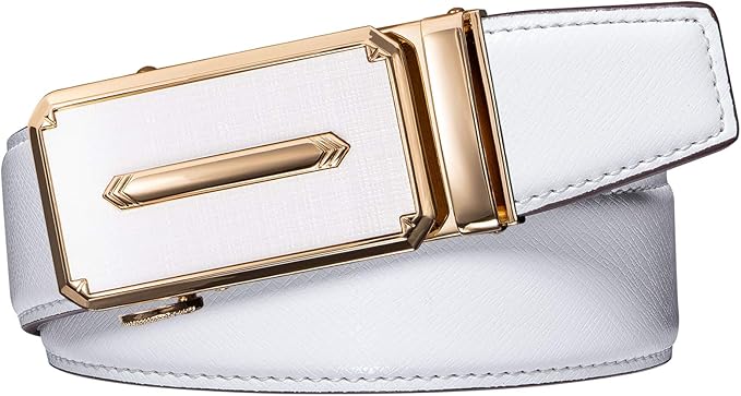 Dubulle Men's Ratchet Belt Gold/Black/Red/Green/Blue/White Automatic Buckle Business Casual Belt Gift - Adjustable Fit
