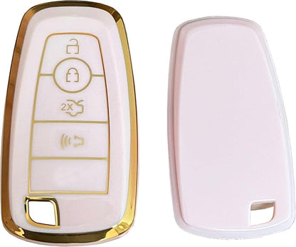 Keyless Entry Remote for Ford Key Fob Cover Protective Shell Fits for Ford Edge Escape Expedition Explorer Fusion Mustang Ranger F-150 F-250 (4-Button-A-Pink)
