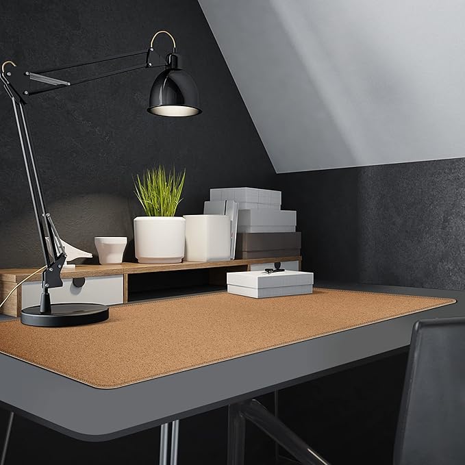 MAIDERN 47.2" x 15.7" Cork & Leather Desk Pad, Large XXL Mat, Full Mouse Pad, Dual Sided Protector for Gaming Home Office (Cream)