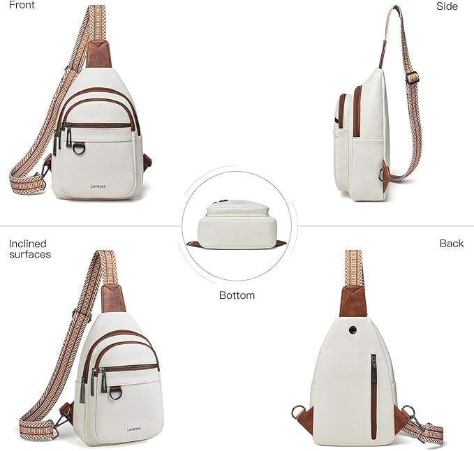 Leresas 7L Sling Bag for Women Men Vegan Leather Crossbody Bags Fanny Pack Purse Backpack Over Shoulder Bag Travel Anti Theft