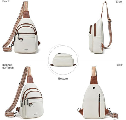 Leresas 7L Sling Bag for Women Men Vegan Leather Crossbody Bags Fanny Pack Purse Backpack Over Shoulder Bag Travel Anti Theft