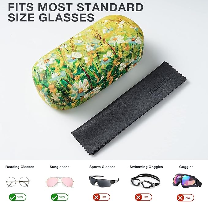 molshine Hard Shell Leather Sunglasses Case,Classic Large Glasses Case for Women Men,Sunglass Eyeglasses