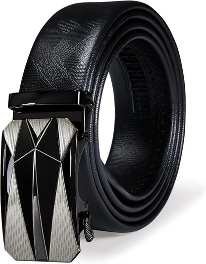 Dubulle Designer Ratchet Belt for Men Leather Fashion Adjustable Automatic Buckle Sliding Removable Dress Casual