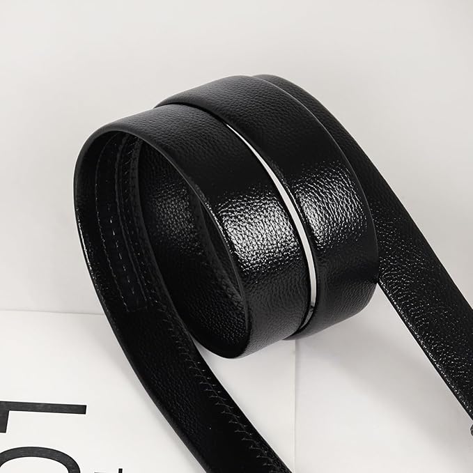 Aurolran Men&Womens Leather Dress Belt Business Automatic Buckle Belt Color-Black Silver Gold