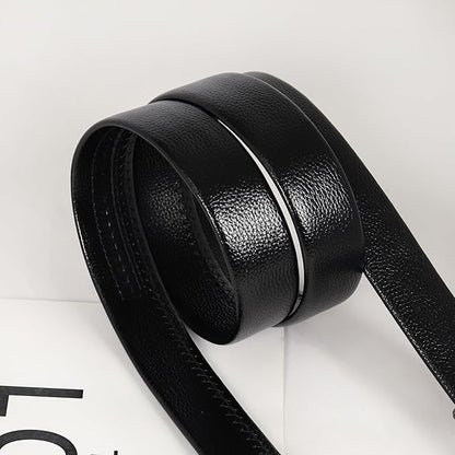 Aurolran Men&Womens Leather Dress Belt Business Automatic Buckle Belt Color-Black Silver Gold