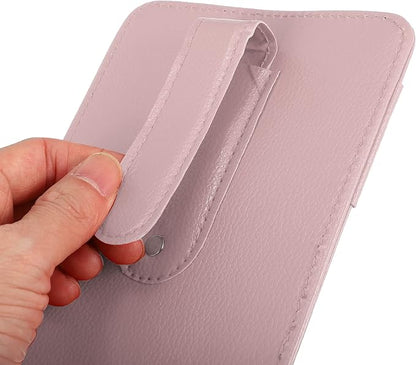 X AUTOHAUX PU Leather Car Sun Visor Organizer Glasses Holder Card Holder Auto Accessories Pocket Organizer Pink