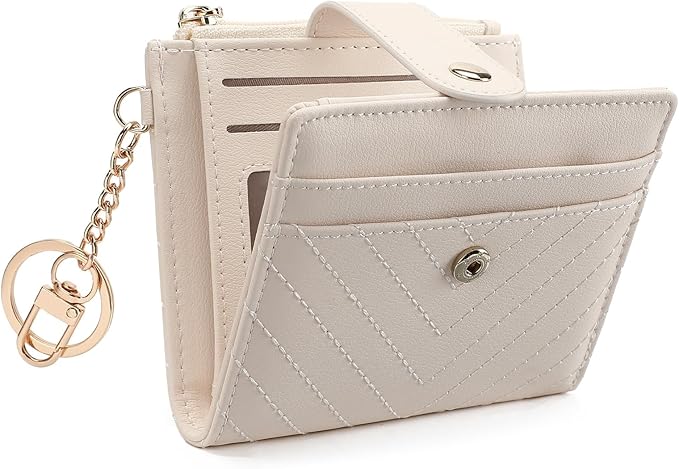 GAEKEAO Slim Wallet for Women, RFID Blocking Credit Card Holder Bifold Wallet with Zipper Coin Pocket, ID Window