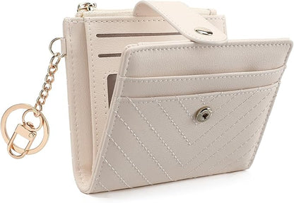 GAEKEAO Slim Wallet for Women, RFID Blocking Credit Card Holder Bifold Wallet with Zipper Coin Pocket, ID Window