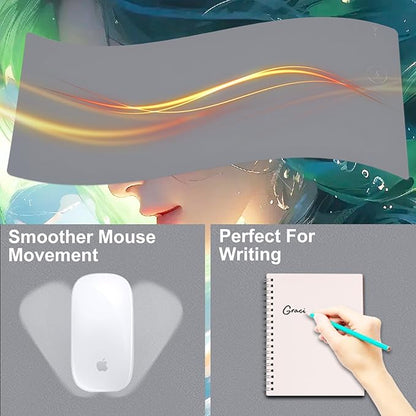 Desk Mat with Wireless Charging, Grey Mouse Pad with Wireless Charger, Desk Pad Matt for Desktop, Mousepad Gaming Large Mouse Pad, Leather Compute for Keyboard and Mouse, 32" x 16"