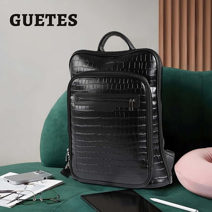 Leather Laptop Backpack, Women and Men Backpack Travel Business Work College Water Resistant Anti Theft Daypack Large fits for 15.6 inch Notebook Computer bag, Black…