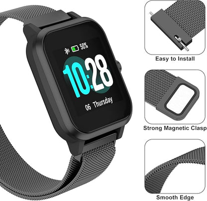 Vanjua 18mm 19mm 20mm 22mm Watch Band Quick Release Replacement Wristbands, Stainless Steel Metal Mesh Loop Adjustable Magnetic Replacement Straps Bands for Men Women