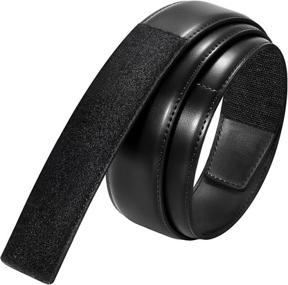 SANSTHS Mechanic Buckless Belts for Men, No Scratch Leather Work Belt Hook & Loop Tsa Belt for Technician Travel Gifts